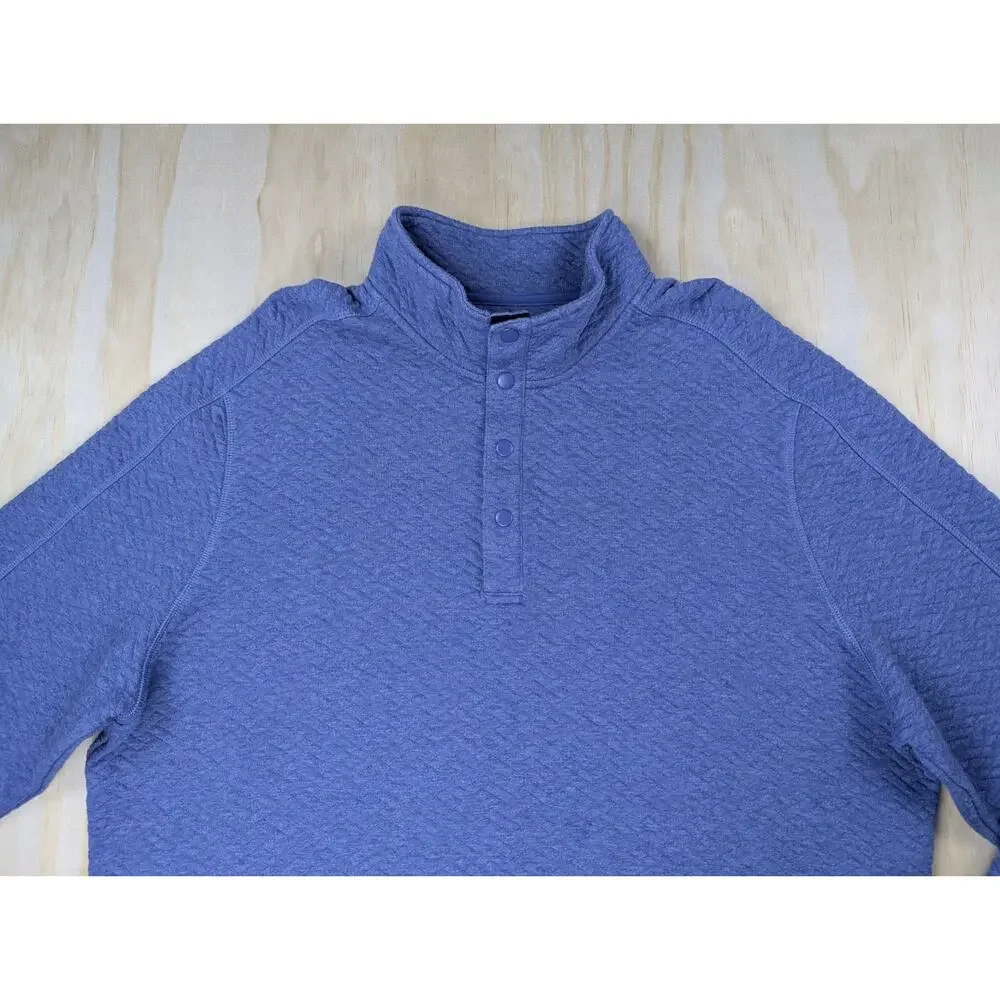 Rhone Men's XL Quilted Snap Pullover Blue Textured Side Zip